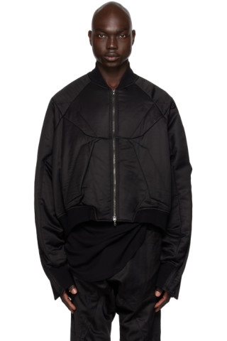 Black Edge Seam Bomber Jacket by Julius on Sale