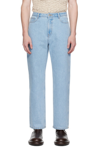 【AMOMENTO】24fw COLORED STRAIGHT FIT DENIM Blue Straight Fit Jeans by AMOMENTO on Sale