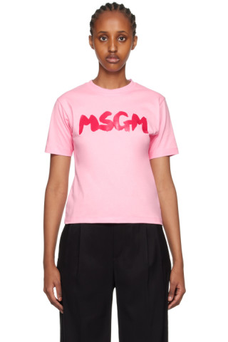 MSGM LOGO T-SHIRT ピンク×シルバー