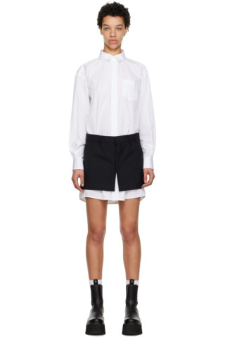 【sacai】ホワイト レイヤード ミディアムワンピース sacaiのホワイト レイヤード ミディアムワンピースがセール中