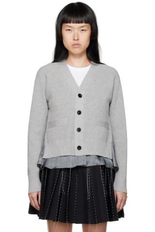 Gray Paneled Cardigan by sacai on Sale