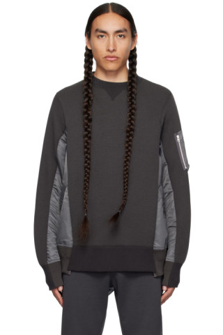 sacai: Gray Sponge Sweatshirt | SSENSE Canada