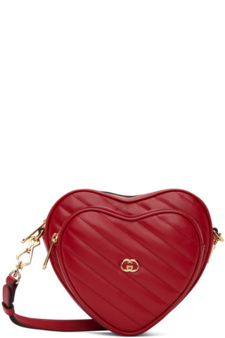 Gucci Red Leather Heart Shaped Coin Purse