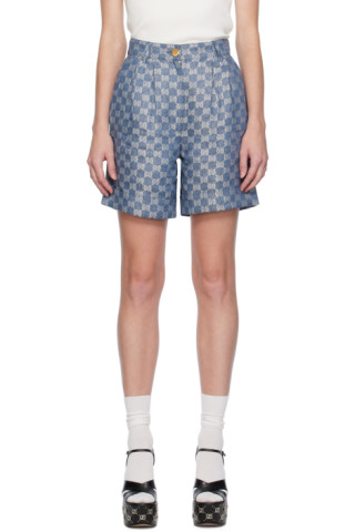 Louis Vuitton Monogram Pattern Denim Shorts 