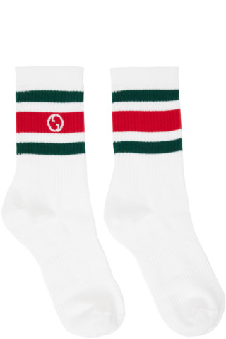 Gucci: White Round Interlocking G Socks | SSENSE