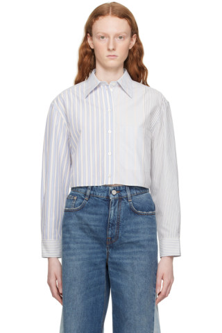 Stella McCartney contrasting-panel striped shirt - Neutrals