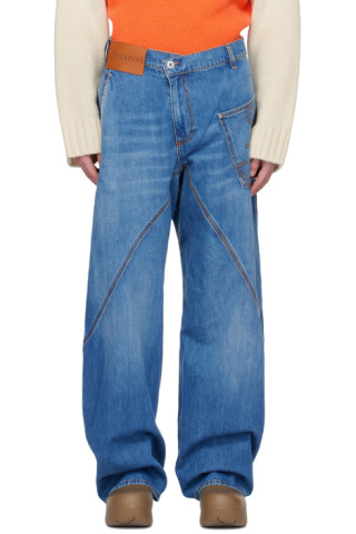 JW Anderson: Blue Twisted Workwear Jeans | SSENSE