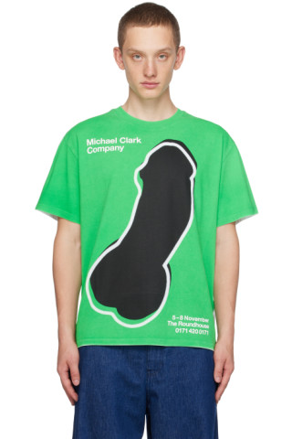 【JW Anderson】 x Michael Clarkプリントコットンジャージセー JW AndersonのMichael Clarkエディション ホワイト&グリーン T