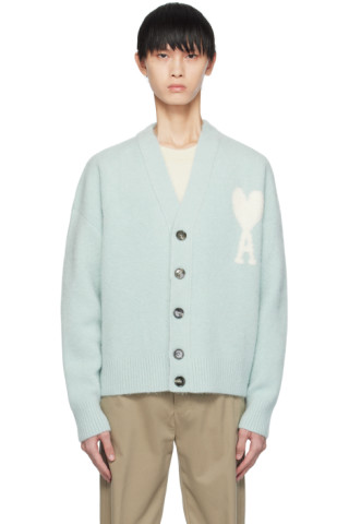 Blue Ami de Cœur Cloud Cardigan by AMI Paris on Sale