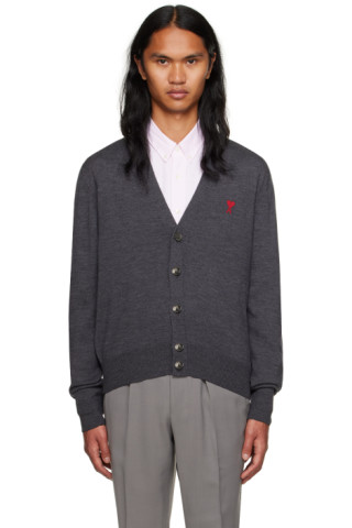 Louis Vuitton Grey Wool Rib Knit Button Front Cardigan M Louis Vuitton