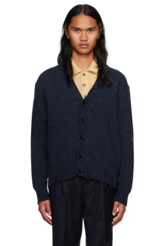 AMI Alexandre Mattiussi: Navy Cutout Cardigan | SSENSE