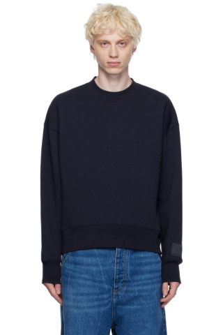 Navy Crewneck Sweatshirt by AMI Paris on Sale