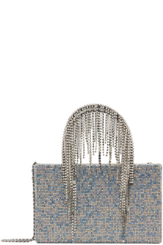 Blue & Silver Crystal Fringe Bag by KARA on Sale