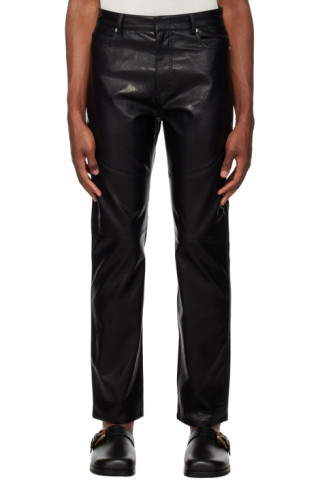 Theophilio SSENSE Exclusive Black Black Fashion Fair Edition Faux-Leather Skinny Trousers