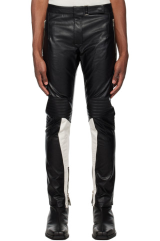 System: Black Biker Faux-Leather Trousers | SSENSE
