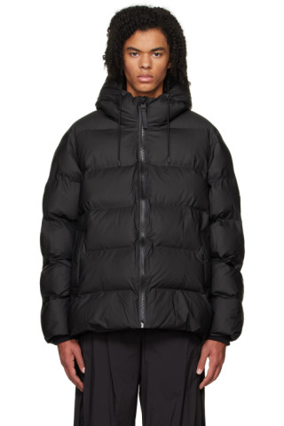 Rains Alta waterproof hooded puffer jacket in black