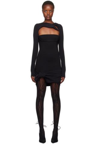 Black Donnie Minidress by The Attico on Sale Black Donnie Minidress by The Attico on Sale