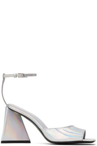 Silver Piper Heeled Sandals by The Attico on Sale