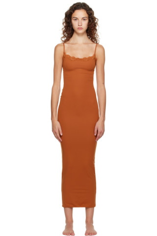 Buy SKIMS Tan Fits Everybody Maxi Dress - Bronze At 34% Off