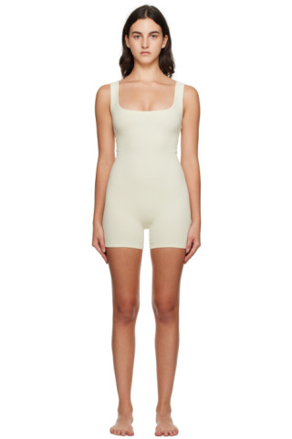 SKIMS Off-White Cotton Rib Bodysuit – BlackSkinny