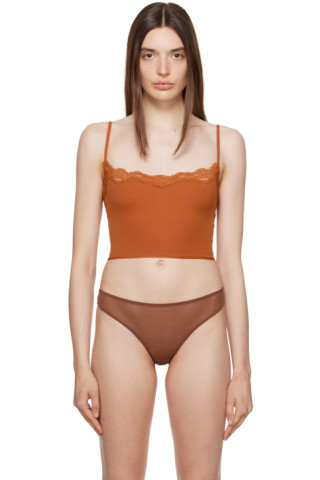 SKIMS, Fits Everybody Corded Lace Cami Bodysuit, LIGHT BROWN, Women