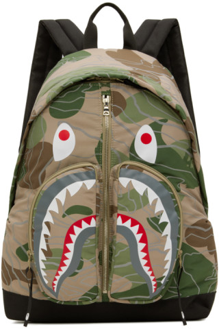 BAPE Black Layered Line Camo Shark Backpack