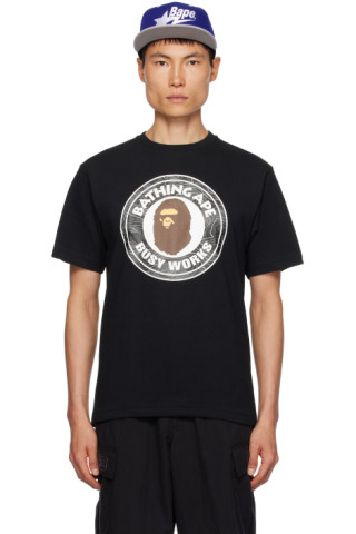 BAPE: Black Layered Line Camo Busy Works T-Shirt | SSENSE