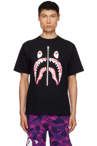 BAPE: Black ABC Camo Shark T-Shirt | SSENSE