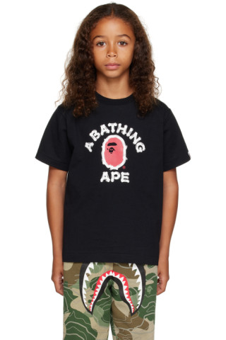 BAPE - Kids Black Brush College T-Shirt