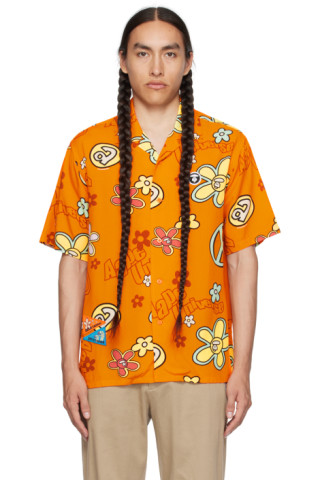 AAPE by A Bathing Ape: Orange Moonface Shirt | SSENSE