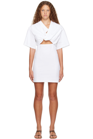 ワンピース JACQUEMUS 'La robe chouchou' dress White/Black 23H233DR074 White Le Chouchou 'La Robe T-Shirt Bahia' Minidress by