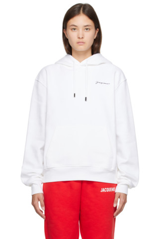 White Le Raphia 'Le Sweatshirt Brodé' Hoodie by JACQUEMUS on Sale