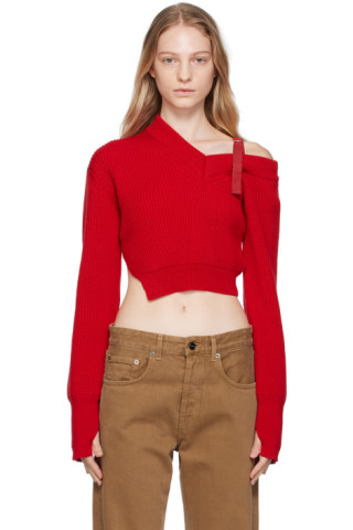 JACQUEMUS: Red Le Chouchou 'La Maille Seville' Sweater | SSENSE JACQUEMUS: Red Le Chouchou 'La Maille Seville' Sweater | SSENSE