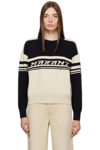 Isabel Marant Etoile: Off-White & Black Callie Sweater | SSENSE