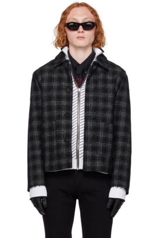 Ernest W. Baker: Black Check Jacket | SSENSE