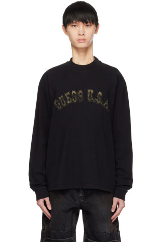 【関税込み】GUESS USA ブラック フェード 長袖Tシャツ 232603M213005_1.jpg