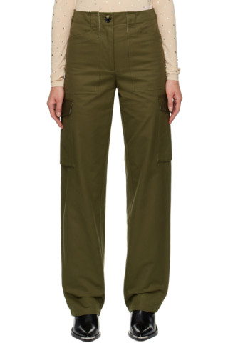 Khaki Cargo Pocket Trousers by Rabanne on Sale