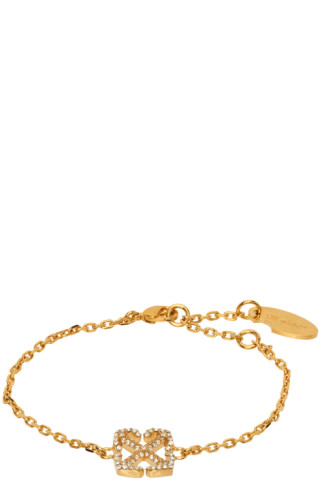 Off-White Pave' Arrow Bracelet - Female - Brass/Glass - Os - Gold