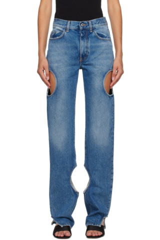 OFF-WHITE Meteor Holes Boyfriend Denim Jeans Blue - SS20 - US