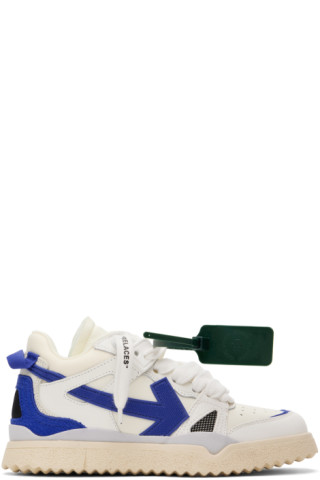 White & Blue Sponge Sneakers by Off-White on Sale