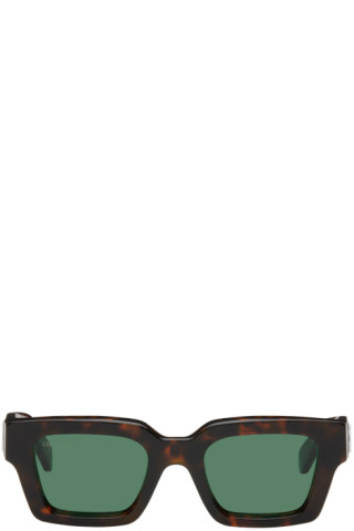 OFF-WHITE Virgil Square Frame Sunglasses Brown Turtleshell/Havana Green