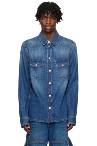 OFF-WHITE Arrows Monogram Denim Shirt Blue Men's - SS22 - US