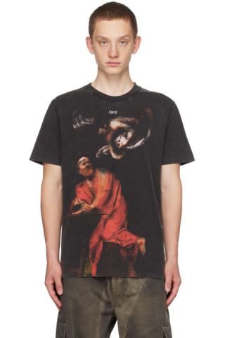 Black Printed T-Shirt by Off-White on Sale