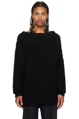 T/SEHNE: Black Deep-Pleat Turtleneck | SSENSE