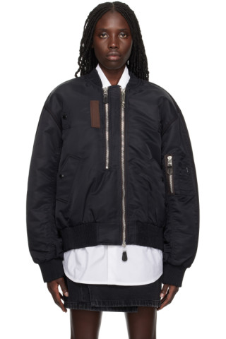 Black Penn Bomber Jacket by EYTYS on Sale