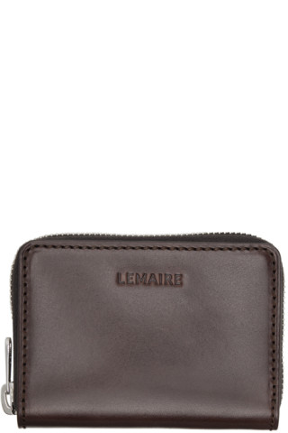 Leather Zip Wallet in Dark Brown Color - LEMAIRE - Lemaire-USA