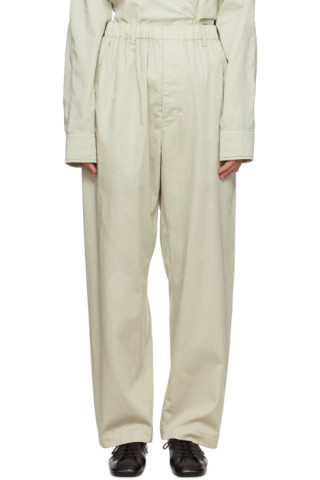 LEMAIRE: Green Relaxed Trousers | SSENSE