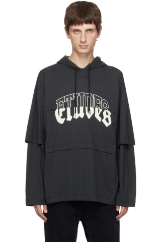 Black Pave Études Hoodie by Études on Sale