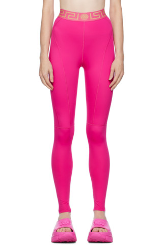 Pink Greca Leggings by Versace Underwear on Sale