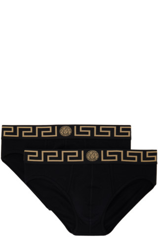 NIB Versace Mens 2-Pack Greca Border Brief underwear White Black